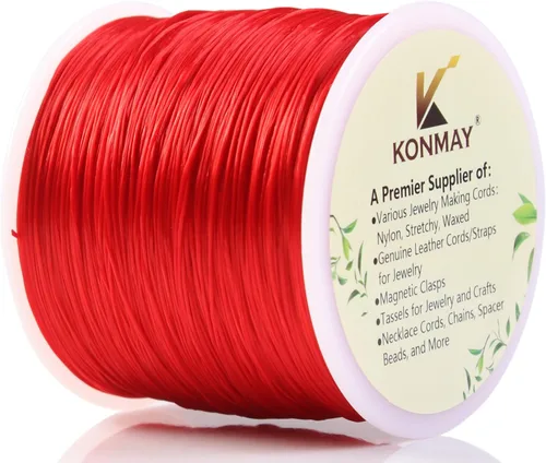 Vista 9 de KONMAY Cuerda elástica de elastano verde militar de 0.024 in, cordón elástico suave para abalorios, 450 yardas para pulseras, collares y fabricación