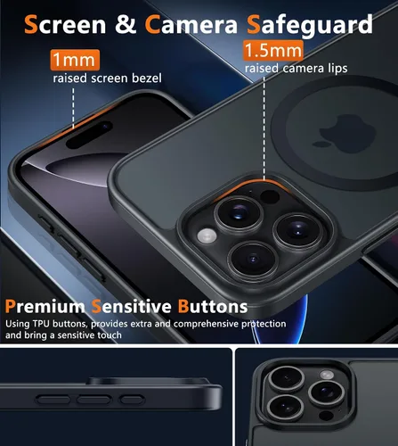 Vista 7 de FNTCASE - Funda para iPhone 16 Pro: magnética, mate, translúcida, de grado militar, protectora contra caídas, resistente, fina, duradera y a prueba