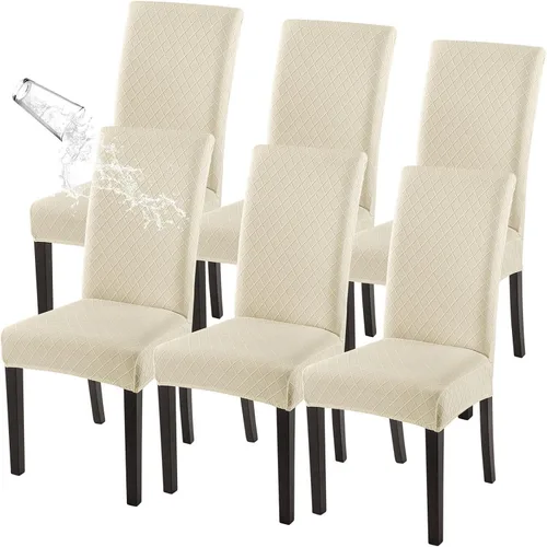 Vista 25 de SearchI Juego de 4 fundas impermeables para sillas de comedor, fundas elásticas para sillas Parsons extraíbles, lavables, fundas protectoras