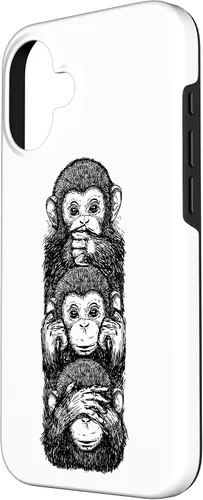 Vista 2 de Three Wise Monkeys See No Evil Hear No Evil Speak No Evil Case for iPhone 16