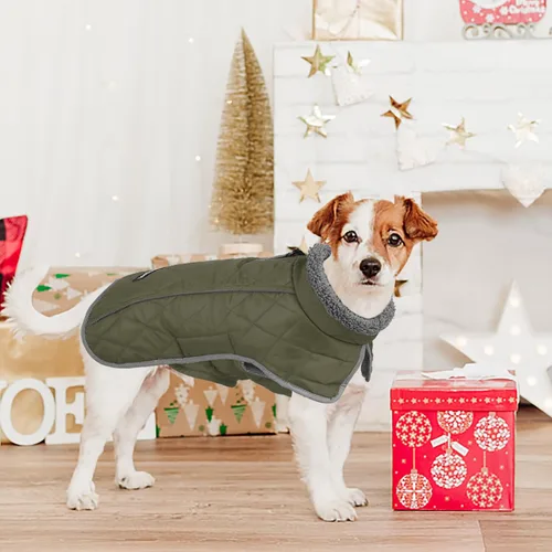 Vista 7 de Fragralley Abrigo para perro pequeño, chaqueta impermeable para perro con forro polar cálido, abrigo de invierno reflectante ajustable para perros