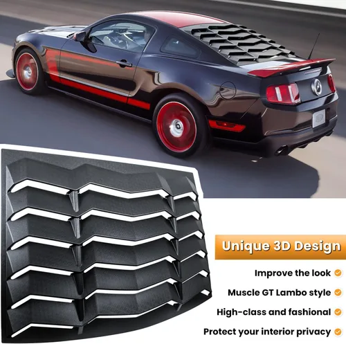 Vista 2 de Rejillas para ventanas laterales traseras para Ford Mustang 2005 2006 2007 2008 2009 2010 2011 2012 2013 2014 Cubierta de protección solar