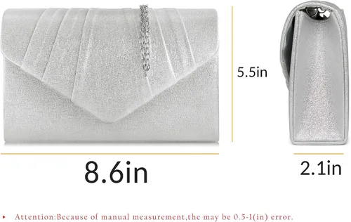 Vista 3 de Milisente Bolso de noche para mujer, de gamuza plisada, bolso de mano