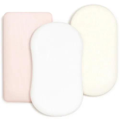Vista 16 de Juego de sábanas bajeras elásticas ultra suaves 3 unidades, ajuste universal para moisés, cuna, cesta de moisés, colchón ovalado y rectangular