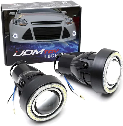 Vista 10 de iJDMTOY - Ajuste universal, 3 pulgadas, lámparas de luz antiniebla con ledes 40-SMD, halógenas, anillos Angel Eyes, para cualquier auto., Blanco