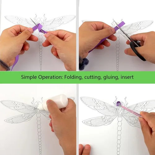 Vista 3 de Uniquilling Kit de relleno de papel para adultos principiantes, hecho a mano, kit de pintura de filigrana de papel de filigrana, decoración de pared