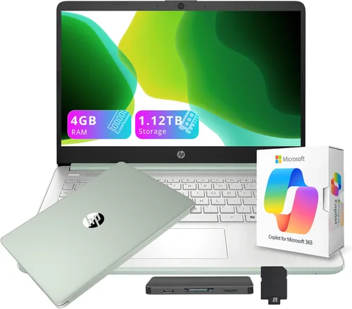Vista 16 de HP Stream - Laptop HD para estudiantes y negocios de 14 pulgadas con copiloto AI, AMD Athlon 7120, 4 GB de RAM, almacenamiento de 1.12 TB