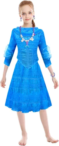 Vista 2 de ROSEZUZU Vestido de disfraz de Sirenita con accesorios para niñas de 4 a 10 años