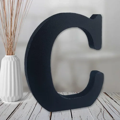Vista 10 de AOCEAN Letras de madera negra de 6 pulgadas Letras de madera sin terminar para decoración de pared Letras decorativas de pie Rebanadas Tablero