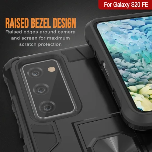 Vista 4 de Punkcase Funda para Galaxy S20 FE [Serie ArmorShield] Funda protectora de doble capa de estilo militar con soporte de agarre de anillo de metal