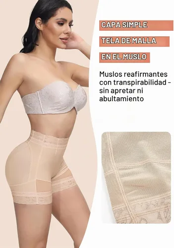Vista 2 de SHAPSHE Pantalones cortos moldeadores para mujer, cintura alta, control de Beige