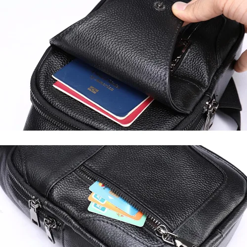 Vista 193 de LUKZIJAES Bolso bandolera de cuero genuino para hombre