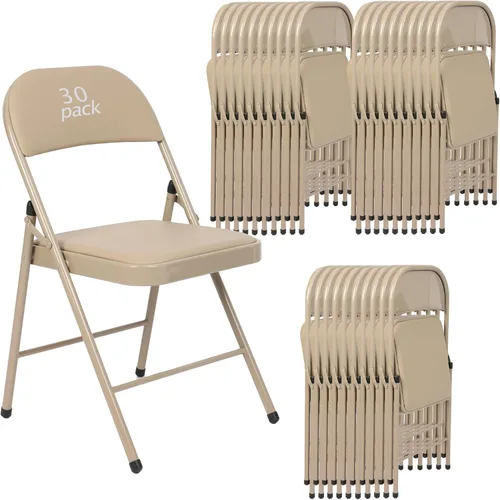 Vista 15 de Juego de 4 Sillas Plegables Tapizadas en Negro - Cómodas Sillas Apilables Portátiles para Interior y Exterior, Eventos, Fiestas, Oficina, Boda Negro