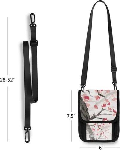 Vista 3 de Cartera de cuello de viaje con bloqueo RFID, bolsa para pasaporte de primavera de cerezo para mujeres y hombres, impermeable, para documentos