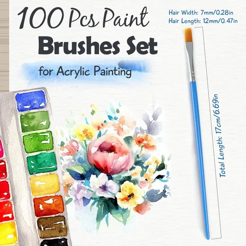 Vista 3 de Juego de pinceles de pintura Halobios para pintura acrílica, 30 piezas Pincel plano de pintura acrílica artística, pinceles de nailon para niños