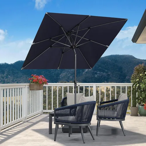 Vista 67 de PURPLE LEAF - Sombrilla de patio rectangular de 6' x 4', sombrilla de mesa para exteriores con marco de aluminio, sombrilla de mercado, sombrilla