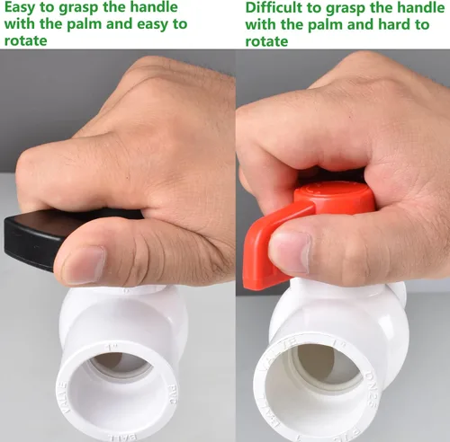Vista 4 de Válvula de bola de PVC de 1 pulgada (paquete de 2), válvula de cierre con mango fácil de girar y excelente, clasificado a 150 PSI, enchufe de 1