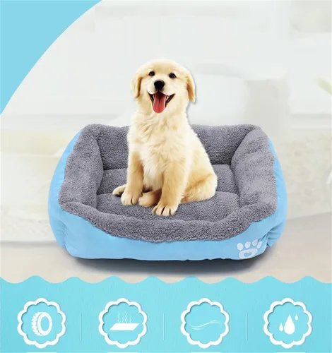 Vista 2 de Camas para perros pequeños, medianos y grandes, cama rectangular para mascotas, lavable, con estampado de leopardo, tamaño S