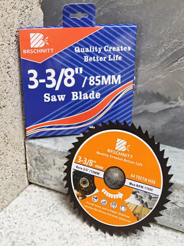 Vista 6 de Hoja de Sierra Circular HSS de 3 3/8 pulgadas - BRSCHNITT 44T Orificio de 3/5"-3/8" Discos de Corte para Cortar Madera, Cobre, Aluminio, Plástico