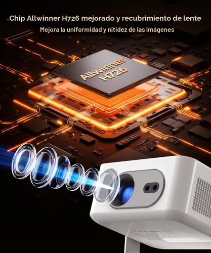 Vista 3 de Miniproyector inteligente 2026 compatible con 4K y 8K, portátil con WiFi 6 y Bluetooth 5.4, enfoque automático y corrección trapezoidal vertical