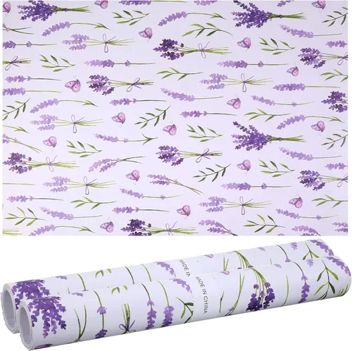 Vista 7 de 24 hojas de forros perfumados para cajones de 15.7 x 22.8 pulgadas, color lavanda, papel no adhesivo, estampado floral perfumado para armario