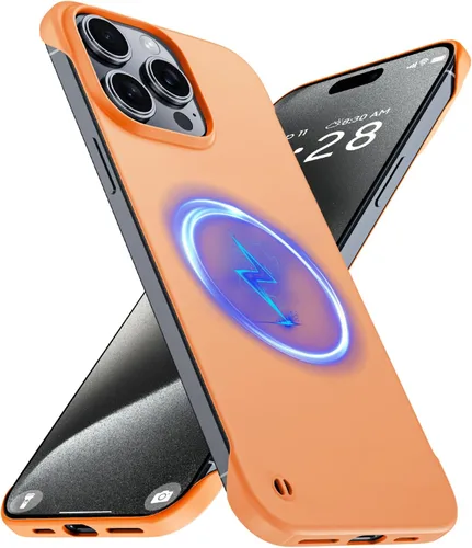 Vista 23 de GRECAZO Funda magnética delgada para iPhone 15 Plus de 6.7 pulgadas (2023), ultrafina, ligera, duradera, sin marco, mate, rígida, MagSafe con anillo
