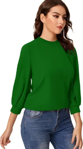 Vista 4 de SheIn - Blusa informal de oficina de manga larga de 34 para mujer