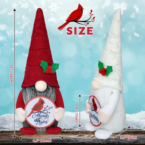 Vista 5 de Decoraciones de gnomos cardenales de Navidad para el hogar, cardenales rojos, regalo conmemorativo Tomte Cardenal para mujeres, adornos de Navidad