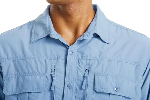 Vista 4 de TACVASEN Camisas tácticas para hombre, de secado rápido, protección UV, transpirable, manga larga, senderismo, pesca, botones