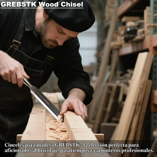 Vista 7 de GREBSTK Juego de 4 cinceles de madera CRV bisel de acero con bordes afilados con tapas de seguridad para carpintería y proyectos de bricolaje