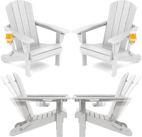 Vista 13 de SERWALL Silla Adirondack plegable ajustable, silla Adirondack reclinable con 3 posiciones reclinables, HDPE para todo tipo de clima, Adirondack