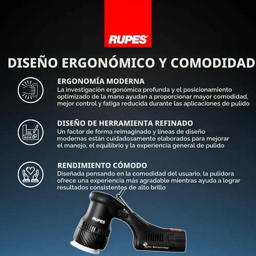 Vista 4 de RUPES BigFoot HLR75 Mini iBrid BETA - Kit de pulido Includes 2 Batteries, Charger, D-A Coarse & Fine Foam Pads & Compounds, Coarse & Medium Wool