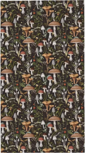Vista 4 de Cafl Mantel rectangular con diseño de hongos otoñales, bayas e insectos, impermeable, sin arrugas, para comedor (60 x 108 pulgadas)