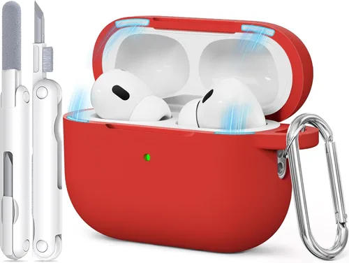 Vista 29 de Funda para AirPods Pro, funda de silicona suave compatible con Airpods Pro de 2ª/1ª generación para mujeres y niñas, con kit de limpieza y llavero 1