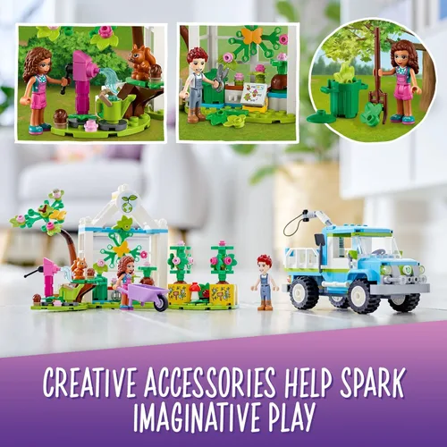 Vista 3 de LEGO Friends Tree Planting Vehicle 41707 - Juego de juguetes de construcción para niños, niñas y niños a partir de 6 años (336 piezas)