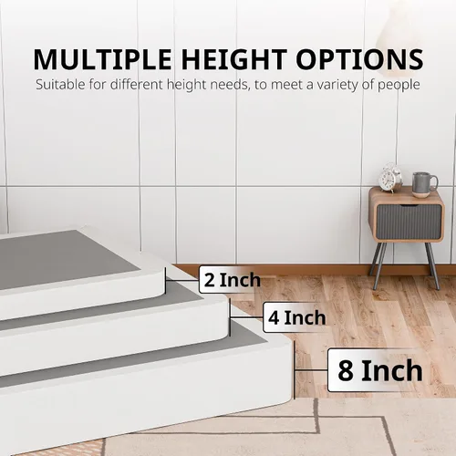 Vista 5 de Nutan, Somier de madera resistente de 2 pulgadas para soporte de colchón, duradero y totalmente montado, base de madera natural para cama Blanco