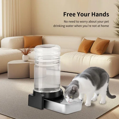 Vista 5 de Marchul - Dispensador de agua para gatos de 1 galón, comedero automático para perros con gravedad, dispensador de agua con 3 filtros, dispensador