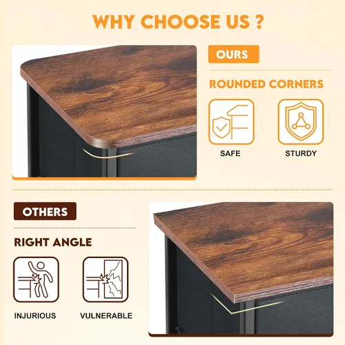 Vista 4 de Sonharlar Cómoda de Perfil Curvado para Dormitorio, Cajonera, Unidad Organizadora de 9 Cajones de Almacenamiento, Cómoda Negra con Contenedores