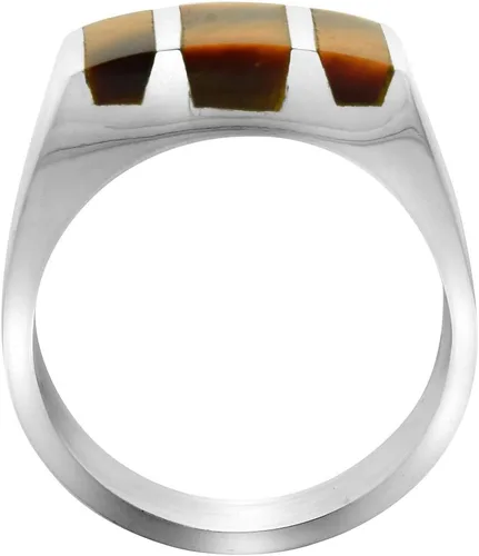 Vista 2 de Anillo rectangular de plata de ley con diseño de ojo de tigre para hombre, hecho a mano, tallas 9-13