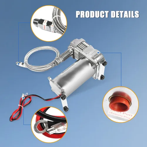 Vista 5 de JDMSPEED Nuevo Kit de Compresor de Aire 12 Voltios Dual Cromado 440C 200 PSI 440C