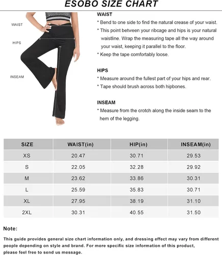 Vista 5 de Esobo - Pantalones de yoga para mujer, de cintura alta, pierna ancha, acampanados, de trabajo, de vestir