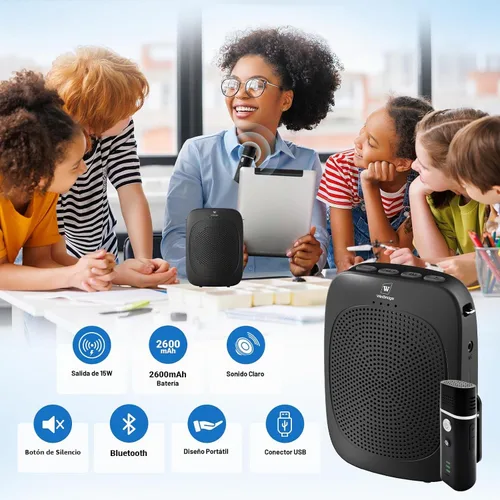 Vista 4 de Amplificador de voz Bluetooth con micrófono inalámbrico de solapa Lavalier
