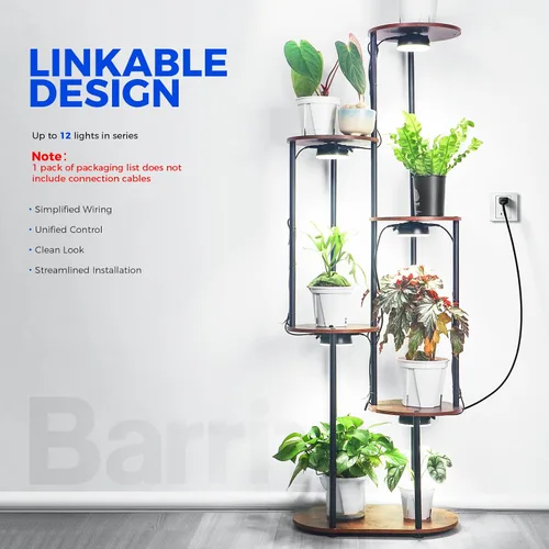 Vista 3 de Barrina Orbgrow OG09 Puck - Luz LED de crecimiento, 5000 K 9 W (equivalente a 135 vatios), luces de plantas para plantas de interior de espectro