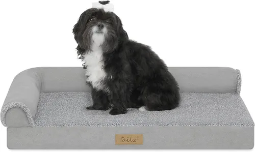 Vista 8 de Cama de madera para perros con colchón resistente al agua, cama elevada para mascotas pequeña a mediana con colchón relajante, certificado