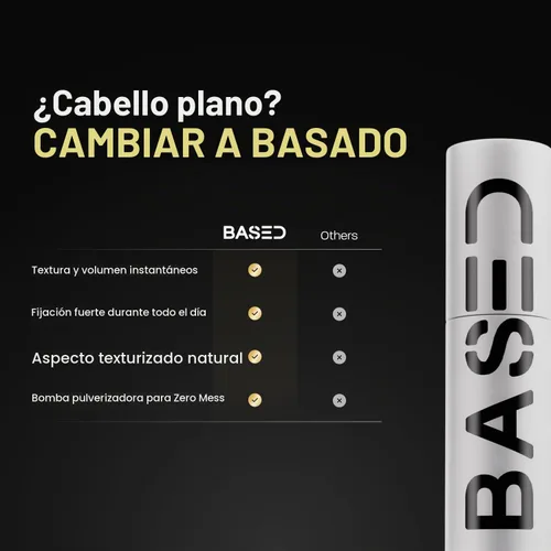 Vista 5 de BASED - Polvo texturizador para el cabello, ligero y voluminizador con acabado mate, añade textura al cabello con sujeción media, para cabello corto
