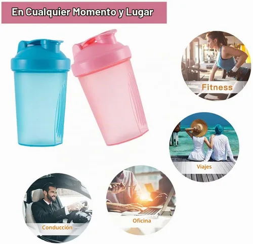 Vista 4 de ANNAKIKI Shaker Bottle - Batidos de proteínas y botella agitadora de 16 onzas/13.5 fl oz con bolas batidoras de alambre, libre de plástico BPA