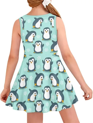 Vista 2 de Vestido casual para niñas, lindos trajes sin mangas, tallas 3-16