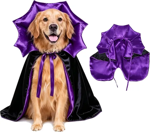 Vista 8 de GOYOSWA Disfraz de Halloween para perro, disfraz de vampiro, capa de vampiro, capa de vampiro, disfraz de Halloween para perros pequeños, medianos