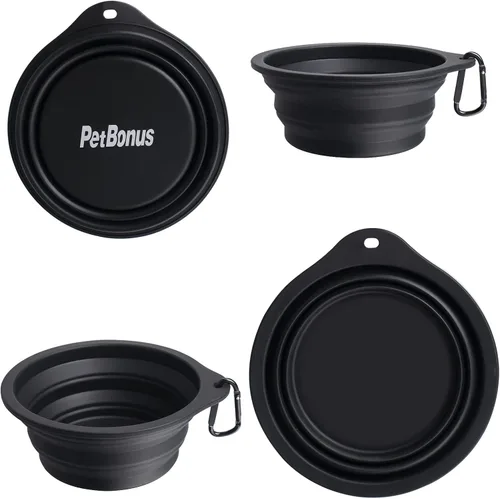 Vista 3 de PetBonus 2-Pack Silicone Collapsible Dog Bowls and Dog Collar Safety Clip
