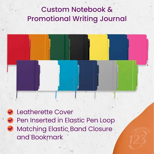 Vista 3 de Cuaderno Diario Personalizado – Cuaderno Personalizado de 5" x 7" (5 x 7 pulgadas) con Nombre, Texto o Logotipo – Diario Personalizado de 100